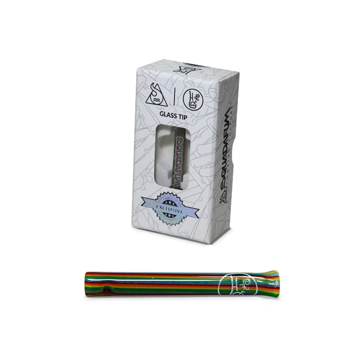 Piteira de Vidro Vacstack colorida azul verde amarelo vermelho Collab Squadafum com caixa embalagem