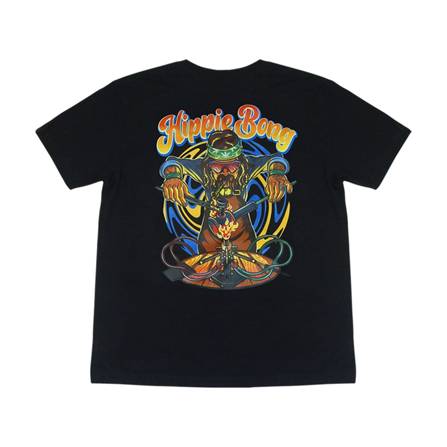 Camiseta Preta Hippie Bong Soprador de Vidro