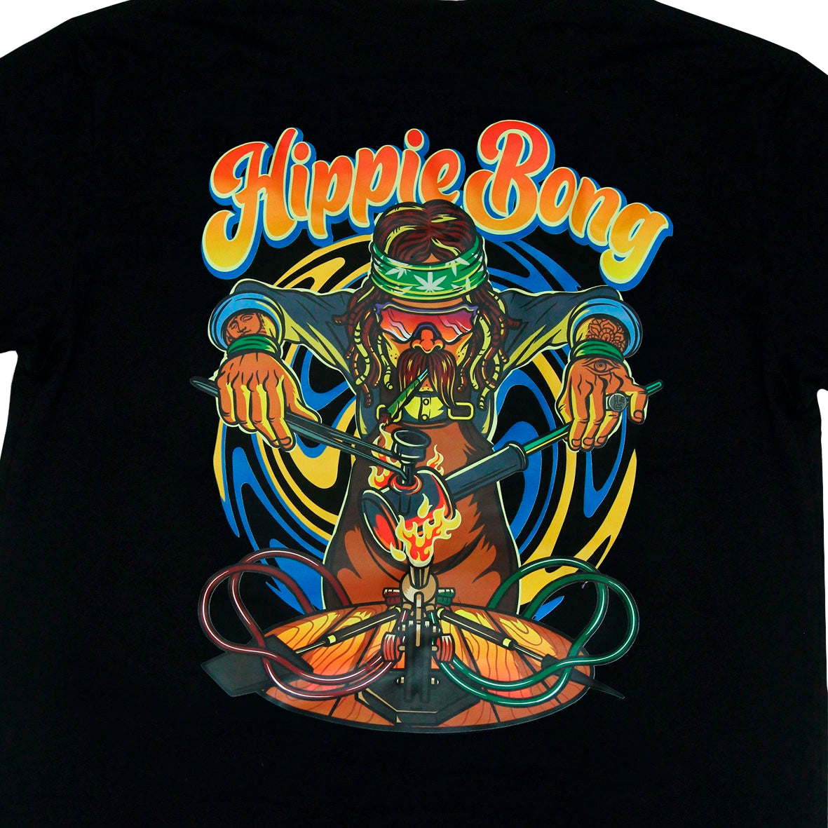 Camiseta Preta Hippie Bong Soprador de Vidro