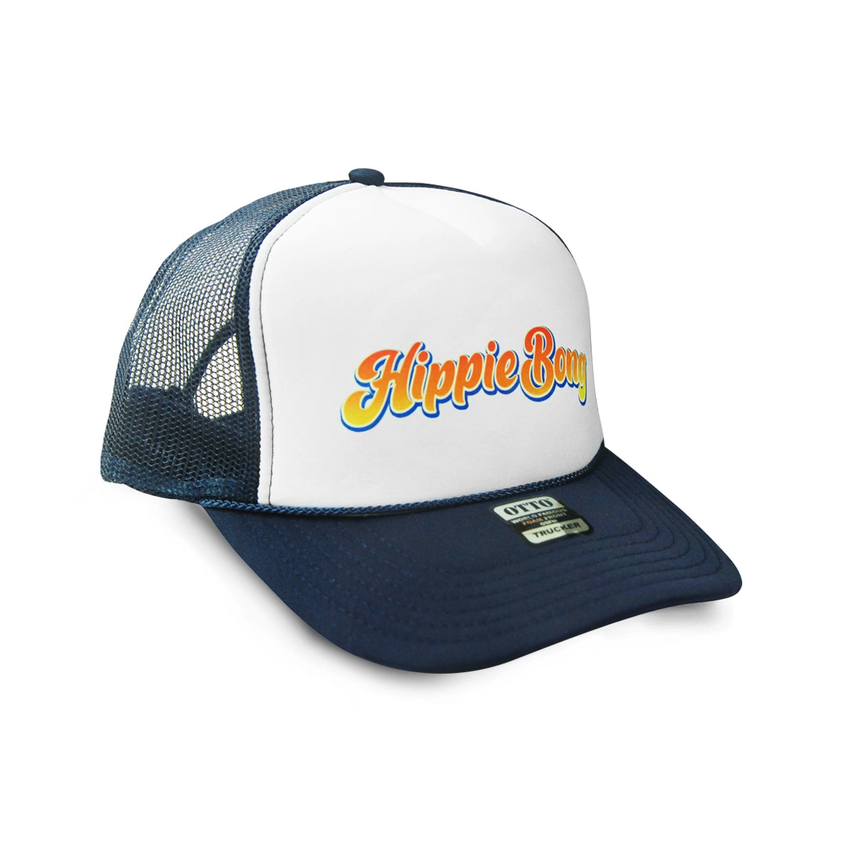 Boné Otto Logo Trucker Colorido Hippie Bong Branco e Azul Marinho