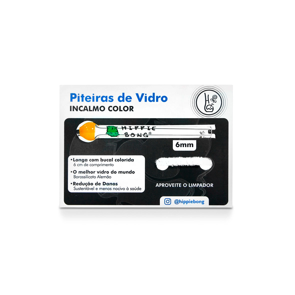 Card Piteira de Vidro Incalmo Round bucal colorido redondo embalagem com limpador