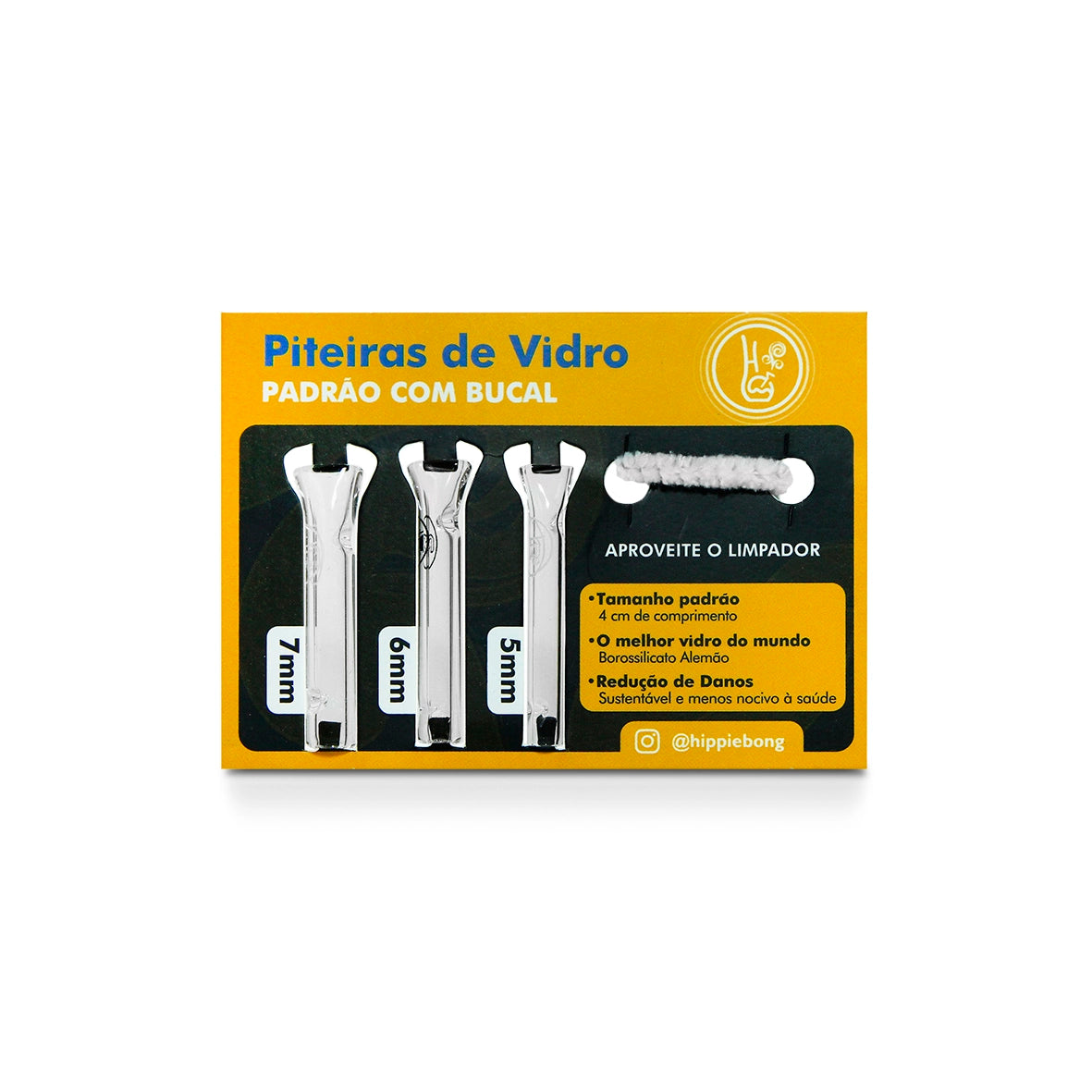 Card Piteiras de Vidro com bucal embalagem com limpador