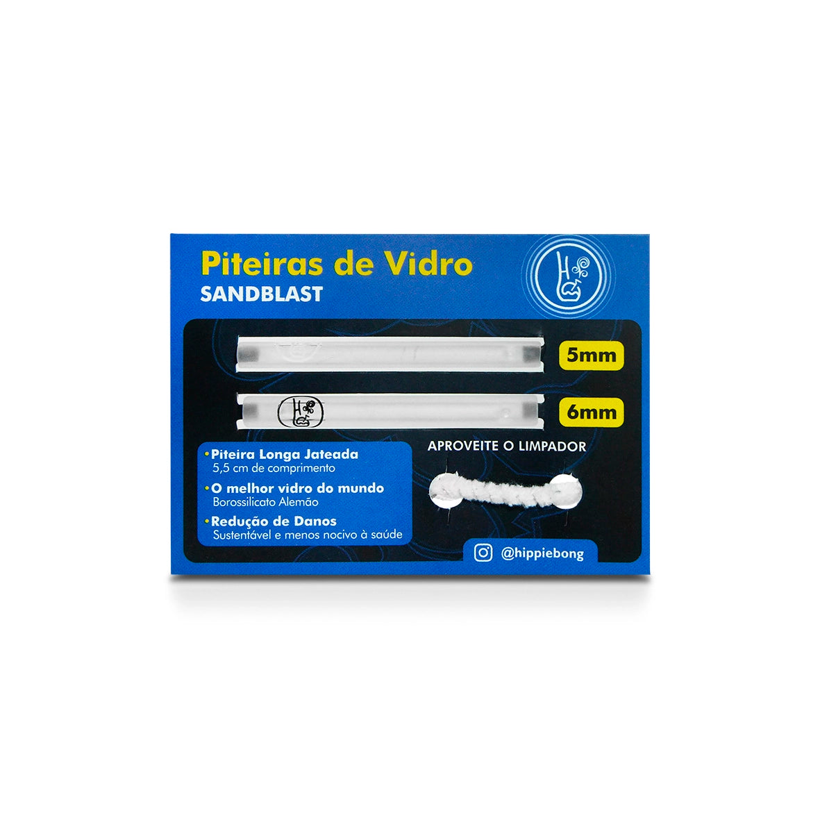 Card Piteira de Vidro Sandblast Jateado embalagem com limpador