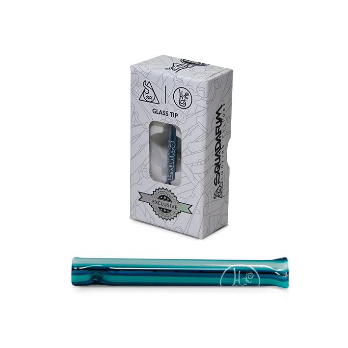 Piteira de Vidro Vacstack colorida azul claro escuro branco preto Collab Squadafum com caixa embalagem