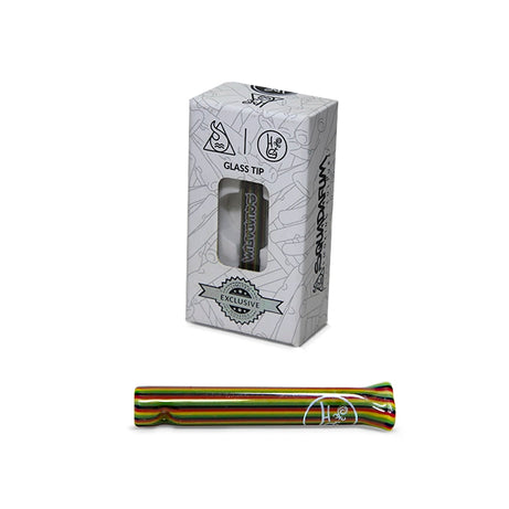 Piteira de Vidro Vacstack colorida verde vermelho amarelo preto reggae Collab Squadafum com caixa embalagem