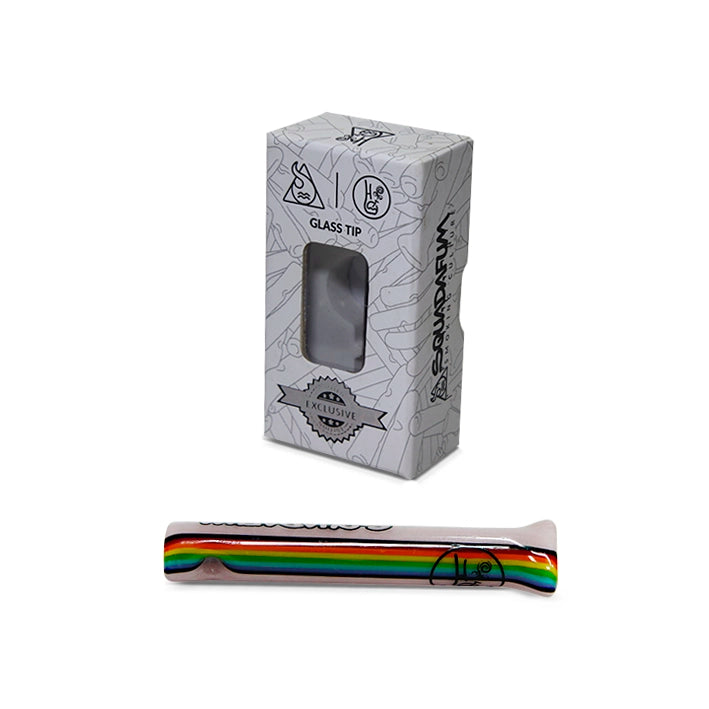 Piteira de Vidro Vacstack colorida azul verde amarelo vermelho preto rosa arco íris Collab Squadafum com caixa embalagem